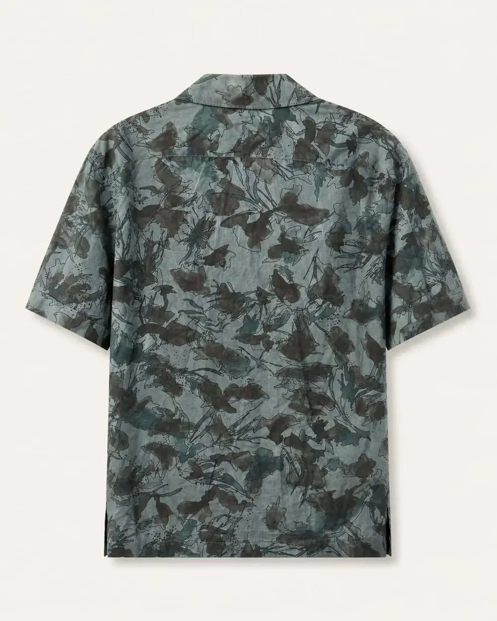 Ermenegildo Zegna Green Abstract Floral Print Short Sleeve Resort Shirt